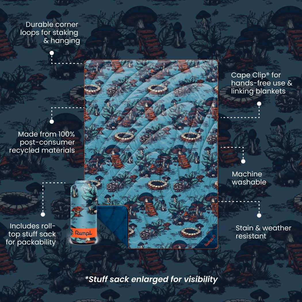 Rumpl Original Puffy Blanket - Magic Mushrooms Original Puffy Blanket - Magic Mushrooms | Rumpl Blankets For Everywhere Printed Original