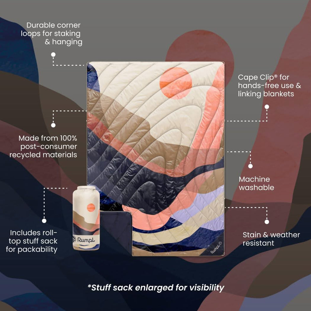 Rumpl Original Puffy Blanket - Valley Dawn Original Puffy Blanket - Valley Dawn | Rumpl Blankets For Everywhere Printed Original